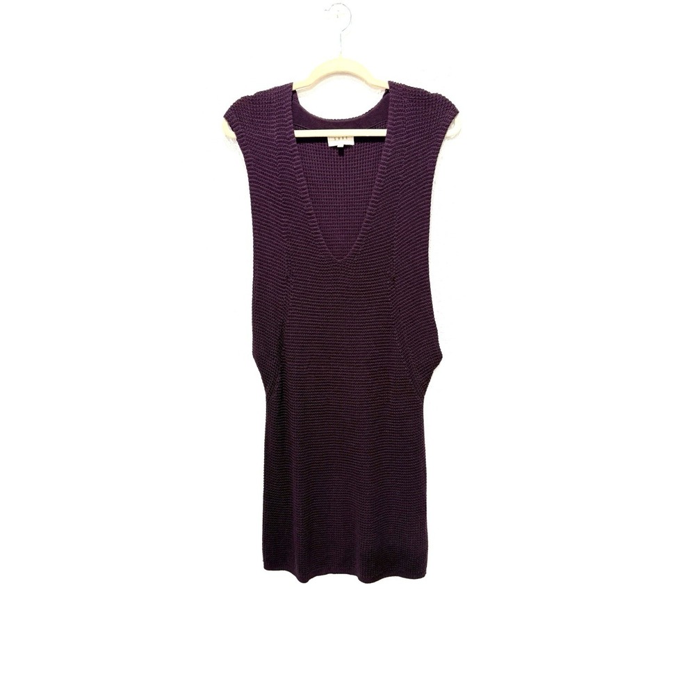 Shae Anthropologie purple long sweater V-neck vest L